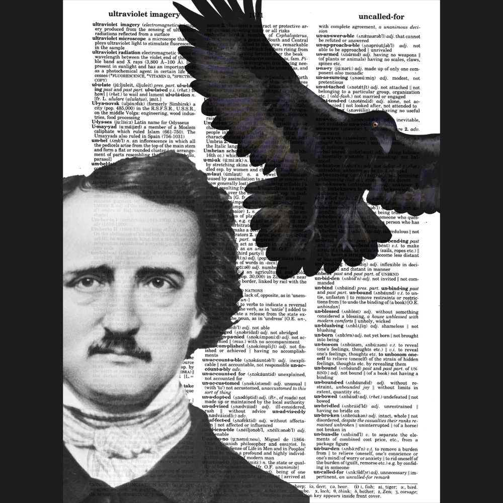 Edgar Allan Poe and His Raven Dictionary Art Print - Picture 4 of 4